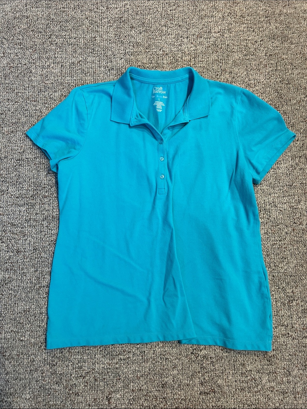 croft & barrow Women's Teal Button-Down Polo